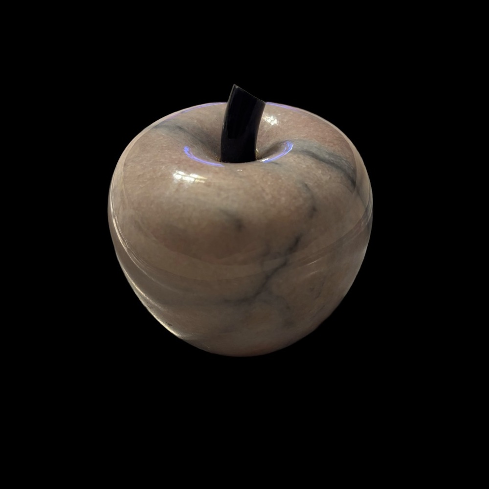 Vintage 3” Alabaster Marble Ivory Pink Apple Paperweight / Great Teacher Gift